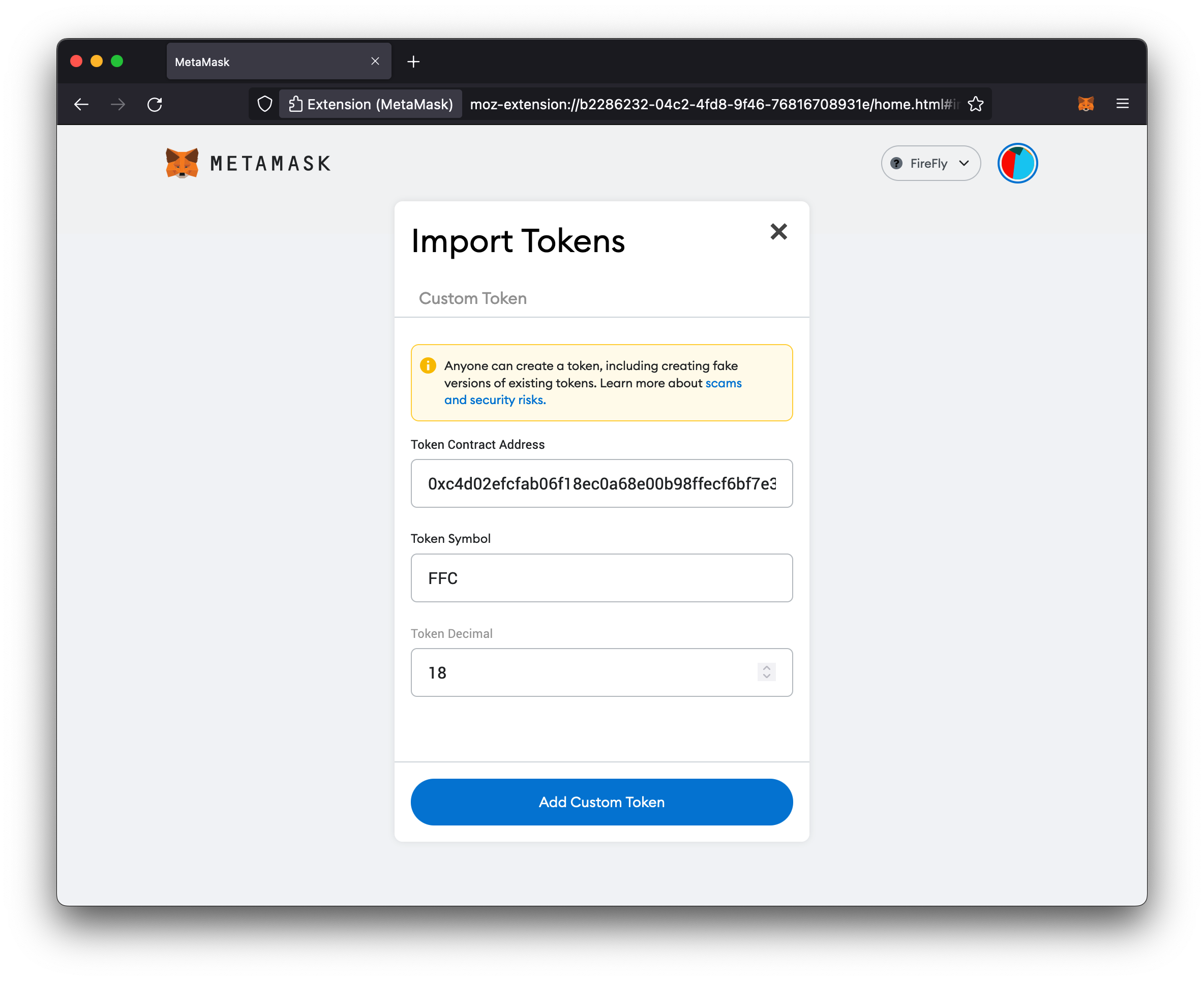 Metamask Import Tokens